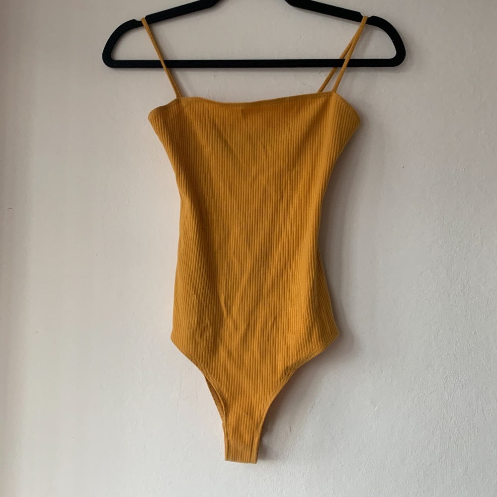 Reformation Square Neckline Bodysuit (Yellow)
